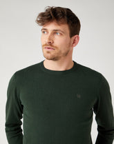 Męski Sweter Klasyczny Wrangler Crew Knit Deep Forest W8A02PG08 112141655